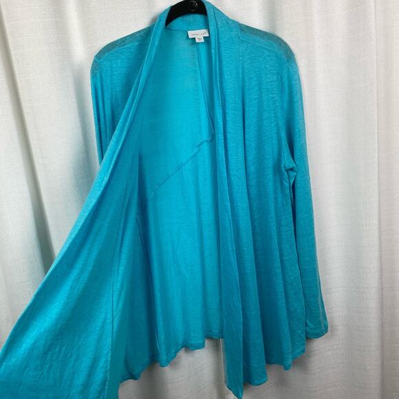J.Jill Love Linen Light Blue Linen Long Sleeve Cardigan Sz.M - Picture 3 of 10